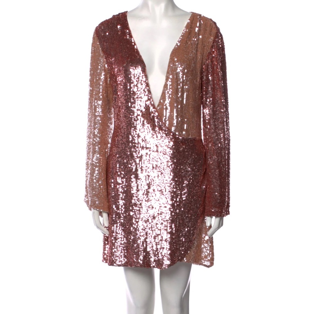 retrofete Christine Wrap-effect Two-tone Sequined Satin Mini Dress